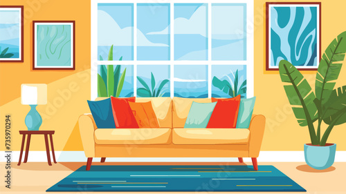 Vector interior in flat style cute illustration.
