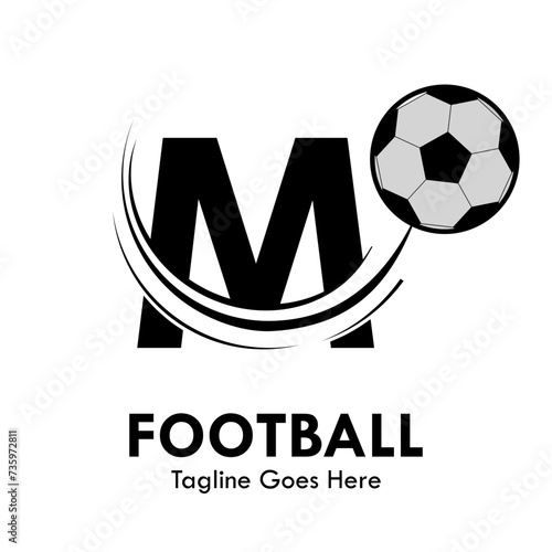 m Letter with football design logo template illustration