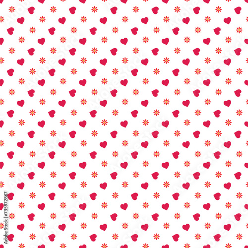 Valentine flowers pattern with heart in vector.