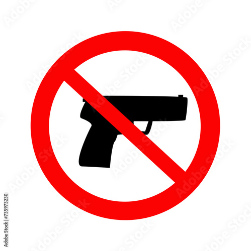 Prohibiting sign for gun. No gun sign. Vector illustration