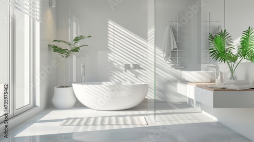 Contemporary International Style Bathroom with Glass-Enclosed Shower