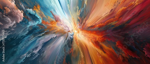 Explosive Abstract Digital Artwork with Dynamic Color Bursts