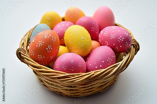 Illuminated Easter, Bright Eggs in a Basket with a Modern Twist