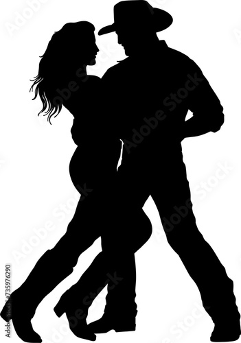 Hand drawn dancing cowboy silhouette