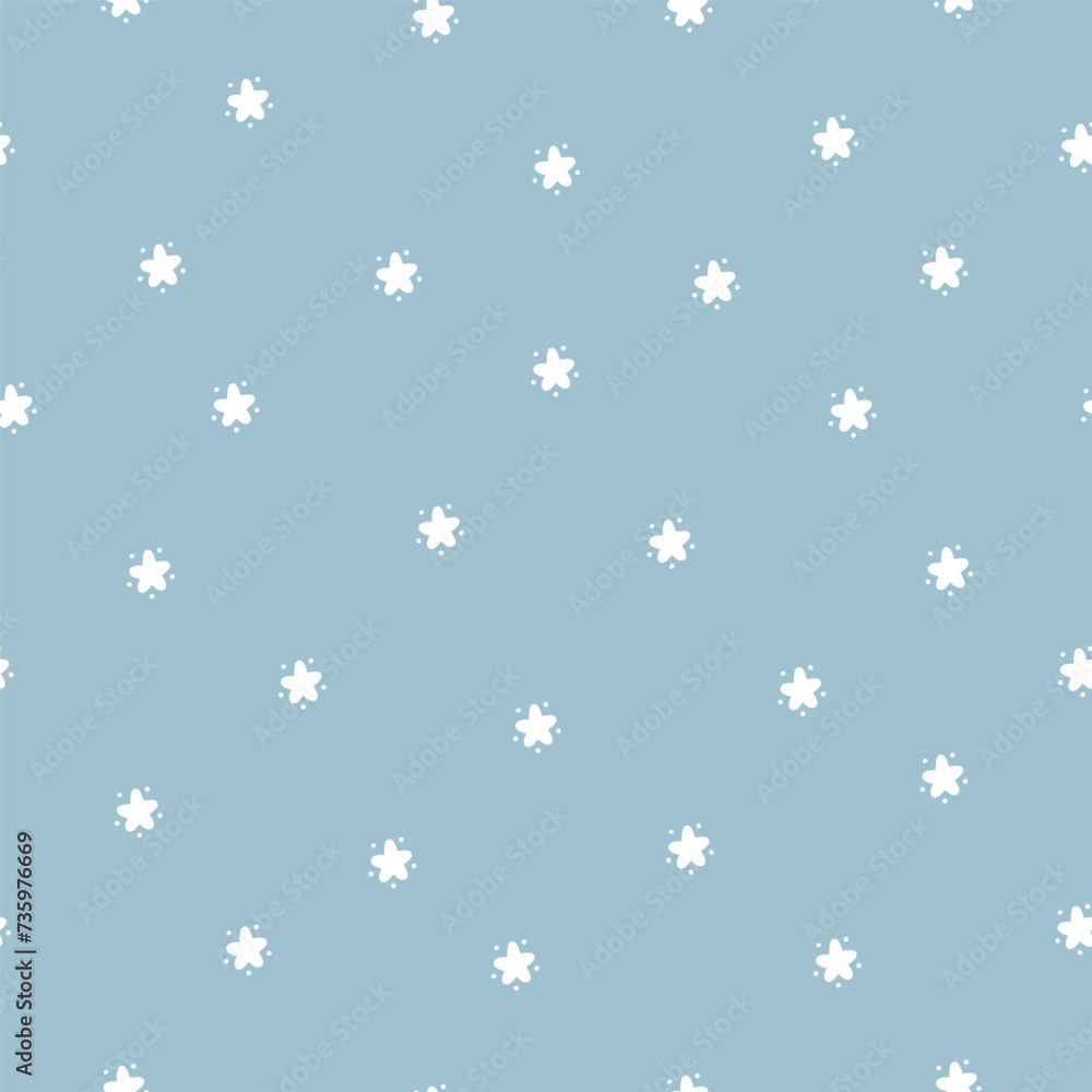 Star Seamless Cute White Blue Pattern. Vector Starry Sky Background. Festive Stars Wallpaper. Holiday and Birthday Party Design. Star Seamless Cute White Blue Pattern. Vector Starry Sky Background. Festive Stars Wallpaper. Holiday and Birthday Party Design.