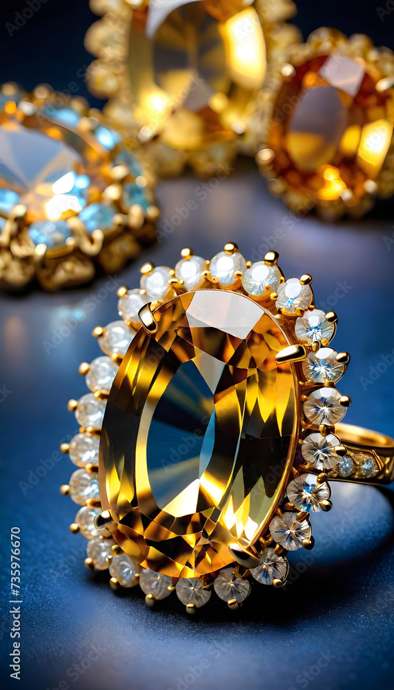 Topaz Jewelry, Gemstone, Precious, Blue, Luxury, Fashion, Accessories, Necklace, Earrings, Bracelet, Ring, Glamour, Sparkle, Gem, Elegant, AI Generated