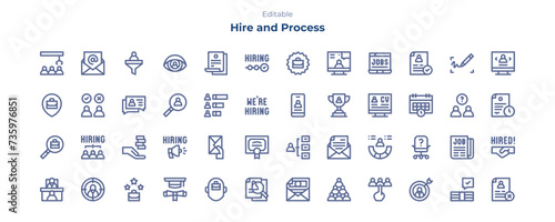 Hiring and selection process line icon pack. Hiring and selection process line icon collection.