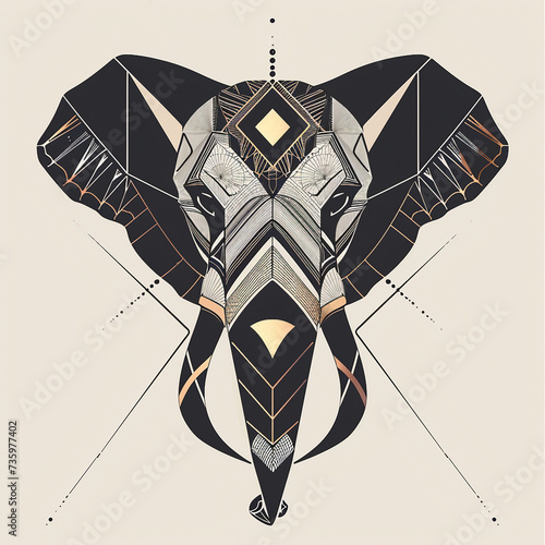 Tattoo design in flat vector style - geometric elephant