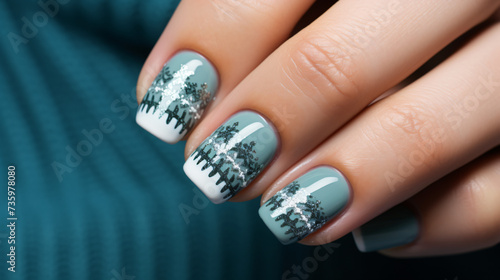 Winter nail art, manicure, and knitted sweater.