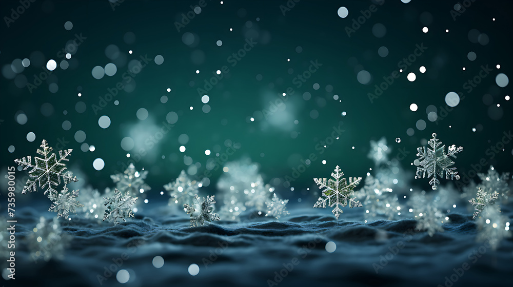 Christmas green background with snowflakes and place for text Christmas green background with snowflakes and place for text