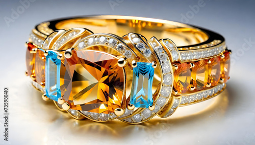 Topaz Jewelry, Gemstone, Precious, Blue, Luxury, Fashion, Accessories, Necklace, Earrings, Bracelet, Ring, Glamour, Sparkle, Gem, Elegant, AI Generated