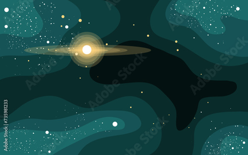 Vector space background . Cute flat style template with Stars in Outer space