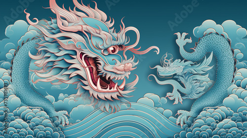 Celebrating 2024: Year of the Azure Dragon! Discover Zodiac-Inspired Imagery for a Prosperous Lunar New Year on a Blue Canvas