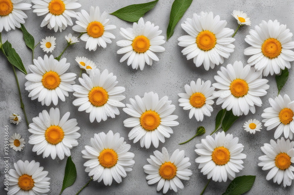 White Daisies on Grey Background White Daisies on Grey Background