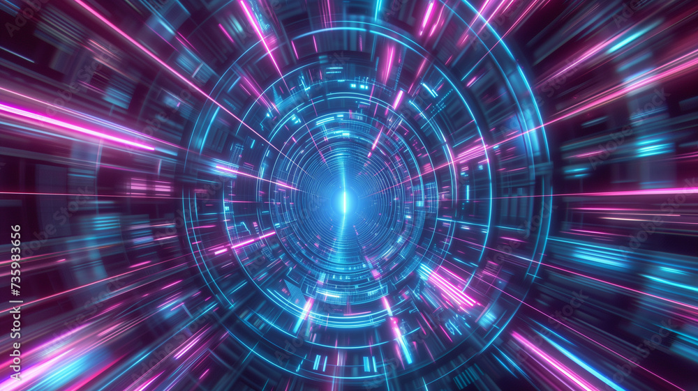 A high-speed data tunnel with flowing lines of light representing future technology in motion, set against a cyberpunk-style background. A high-speed data tunnel with flowing lines of light representing future technology in motion, set against a cyberpunk-style background.