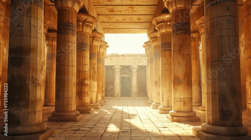 Interior of a royal palace castle of Egyptian empire in ancient times background Generative AI Illustration