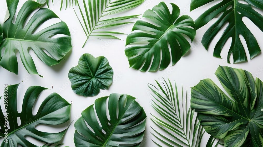 Different tropical leaves on white background Different tropical leaves on white background