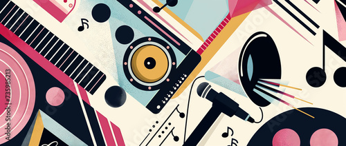 Wallpaper Mural Musical instruments illustration. School of music. Torontodigital.ca