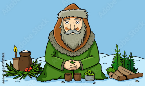 A stoic Siberian hermit who lives deep in the wilderness, isolated from society, but possesses ancient knowledge of medicinal herbs and remedies that he shares with those who seek him out