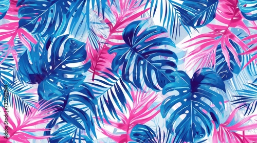 Tropical palm leaves  floral pattern background  real photo
