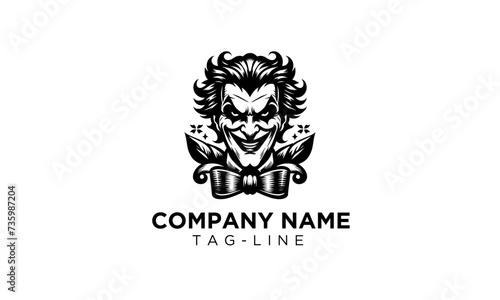 joker mascot logo icon , black and white laughing joker mascot logo icon , joker head mascot 02