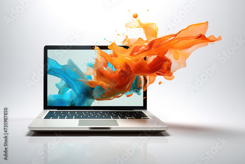 Laptop Computer With a Splash of Paint on the Screen