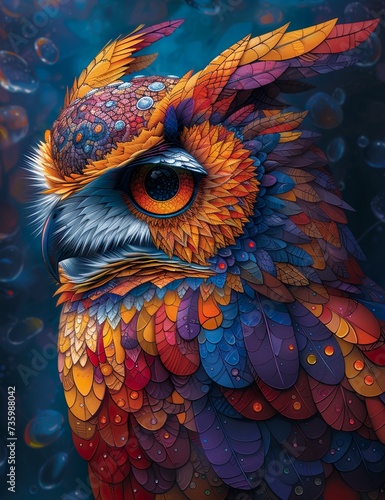 Colorful owl in a mandala