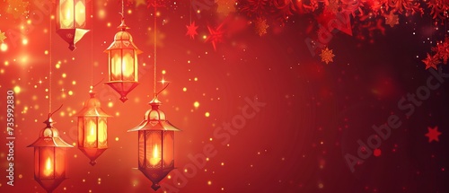 Abstract and modern Ramadan design with gradient colors and glowing lights