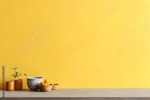 Textured  mustard yellow wall copy space. Monochr photo