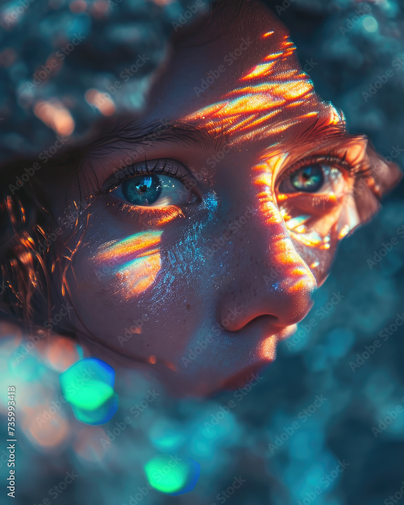 Hidden Beauty: Girl in a Hole with Pearlescent Glow
