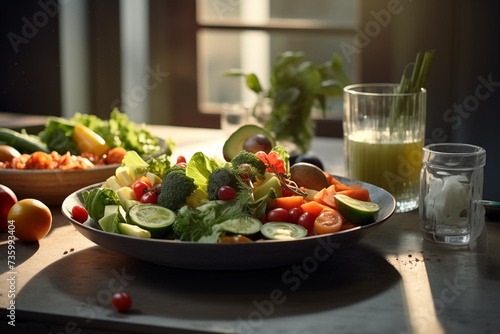 Delivery of vegetables. Salad background. Veganism  vegetarianism. Healthy Eating