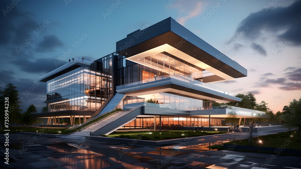 Modern office building concept 3d rendering.
Modern office building concept 3d rendering.