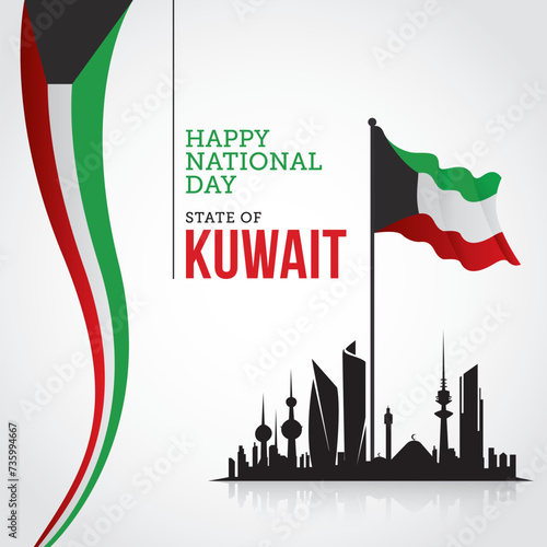 Kuwait National Day Celebration Vector Illustration. Suitable for greeting card, poster and banner. Nationality and patriotism for Kuwait Design vector concept.