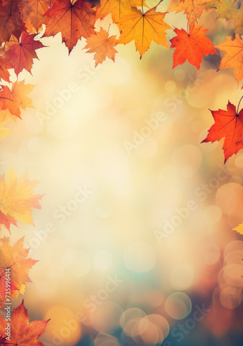 Seasonal Splendor: Colorful Autumn Leaves with Copy Space 