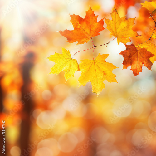 Maple Majesty  Autumn Leaves Frame in Nature s Bokeh 