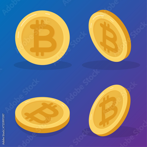Gold coin with bitcoin symbol