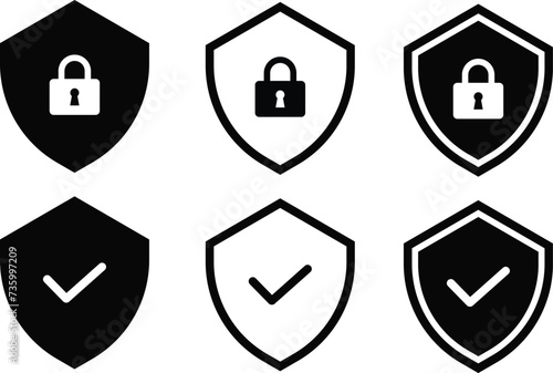 Security shield symbols. Vector illustration