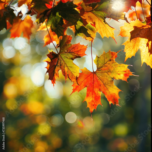 Maple Majesty: Autumn Leaves Frame in Nature's Bokeh 