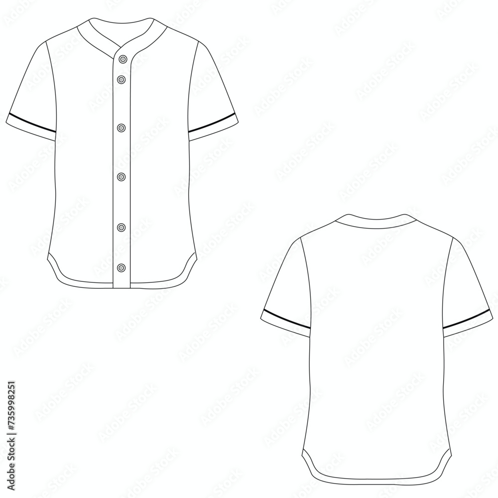 Blank baseball jersey vector illustration. T-shirt template Blank baseball jersey vector illustration. T-shirt template