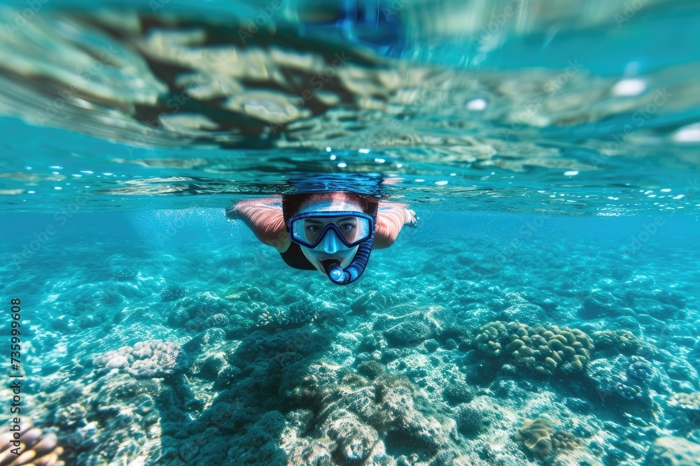 person snorkeling in the sea