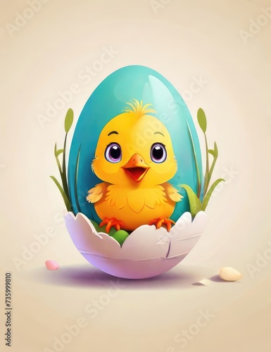 Easter Whimsy Wonderland: Cheerful Chick Cartoo
