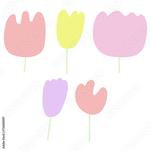 Spring flowers. Gentle colors. Flat design. Vector design. Illustration