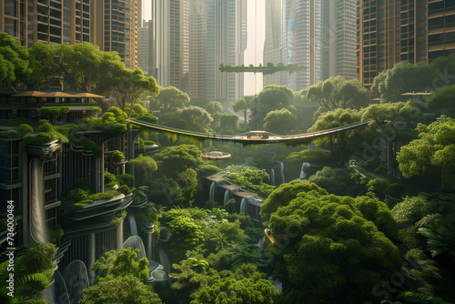 Future City Amidst Lush Greenery