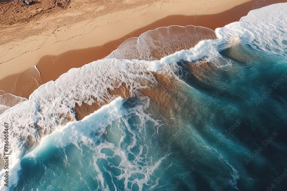 Breathtaking Aerial View of Beach, Ocean, and Blue Waves