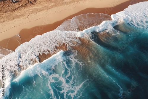 Breathtaking Aerial View of Beach, Ocean, and Blue Waves