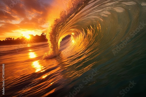 Mesmerizing Sunset Wave: Cinematic Backlit Photography