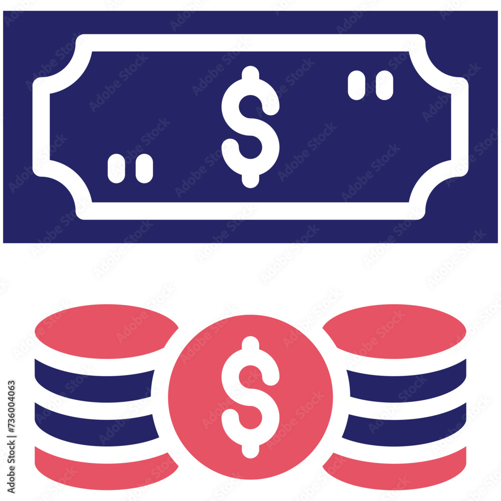Cash and Coins vector icon illustration of Web Marketing iconset. Cash and Coins vector icon illustration of Web Marketing iconset.