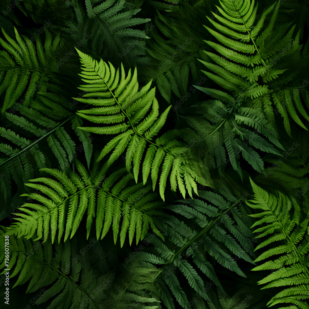Green fern leaves background. Natural pattern. Flat lay. top view.