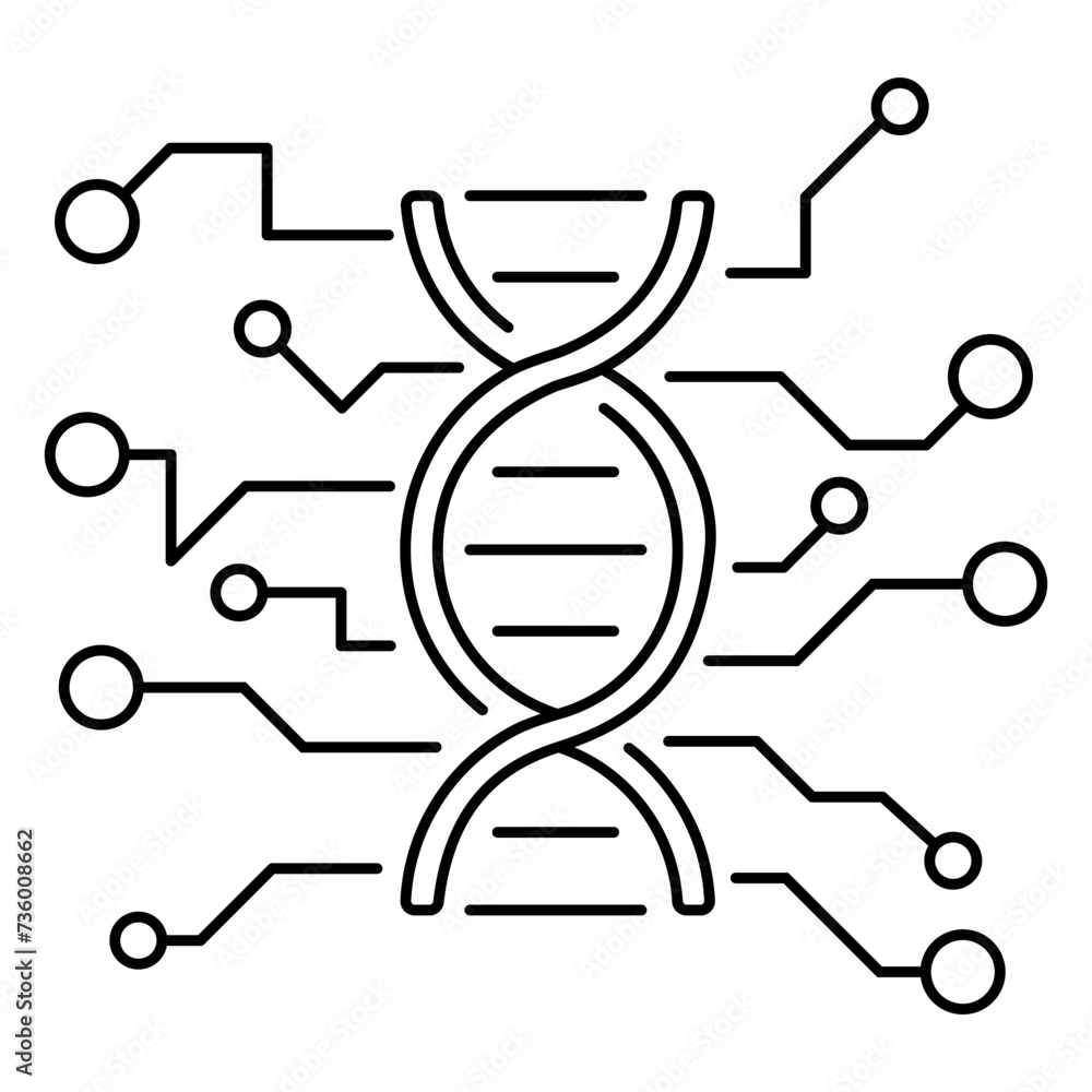 Vector isolated line dna icon. Symbol of molecule structure, chromosome. Vector isolated line dna icon. Symbol of molecule structure, chromosome.
