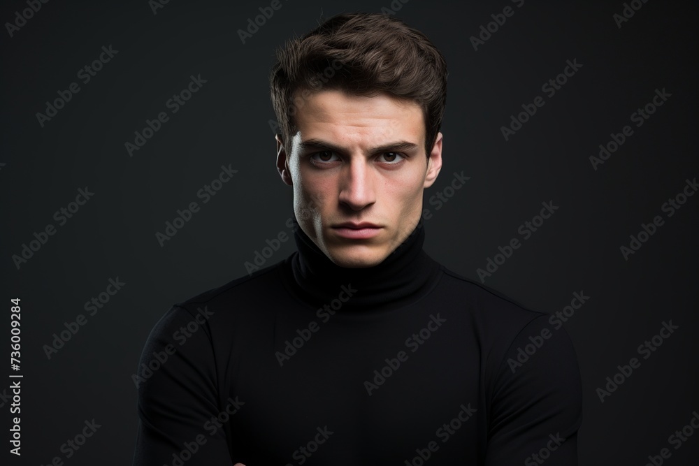 Handsome Man in Black Turtleneck Portrait

